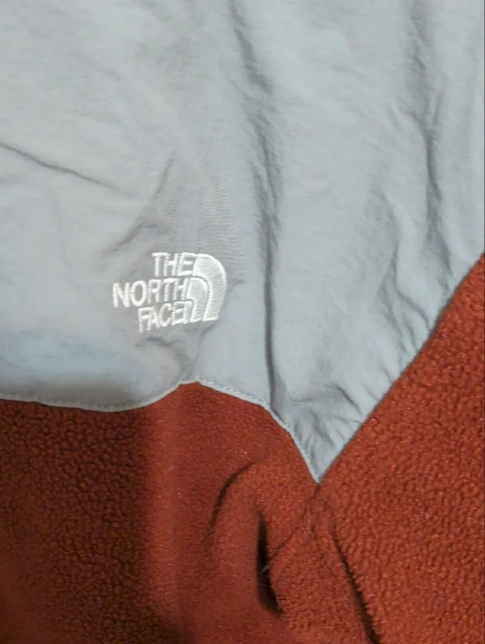 The North Face Men's Two-Tone Rust and Light Gray Fleece Jacket